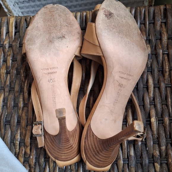 Manolo Blahnik Brown Leather Multistrap Slingback Shoes Italy Women Size 40.5 IT - Picture 10 of 14